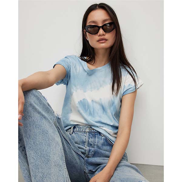 Allsaints Australia Womens Mariana Anna Tie Dye Crew Neck T-Shirt Blue AU23-395